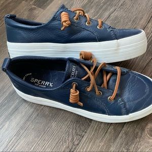 Sperry Platform Navy Leather Sneaker